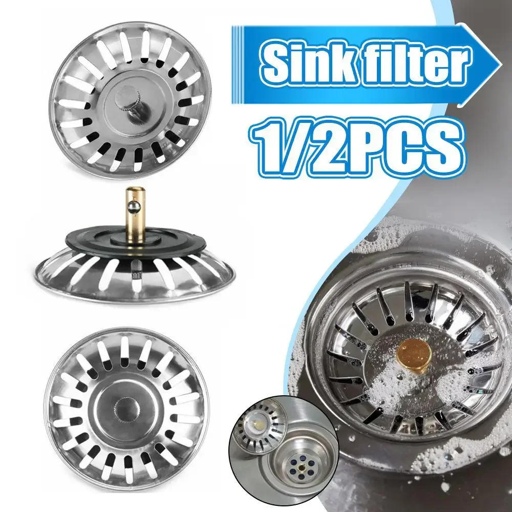 Description Picture 2 of item1/2Pcs Stainless Steel Replacement Strainer 80mm Kitchen Water Basin Sink Drainer Strainer Leach Home Waste Plug Stopper Filter