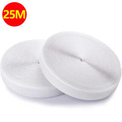 25Meter Reusable Magic Nylon Strip Household Hook and Loop Non-Adhesive Fastener Tape DIY Sewing Accessories 20/25/30/50mm white