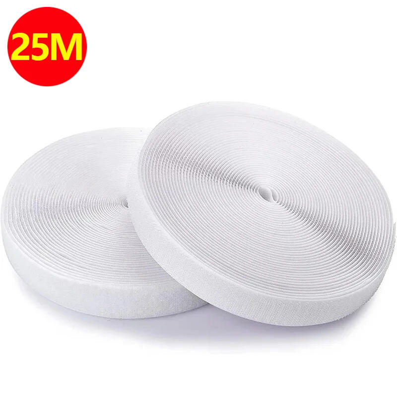 Description Picture 3 of item25Meter Reusable Magic Nylon Strip Household Hook and Loop Non-Adhesive Fastener Tape DIY Sewing Accessories 20/25/30/50mm white