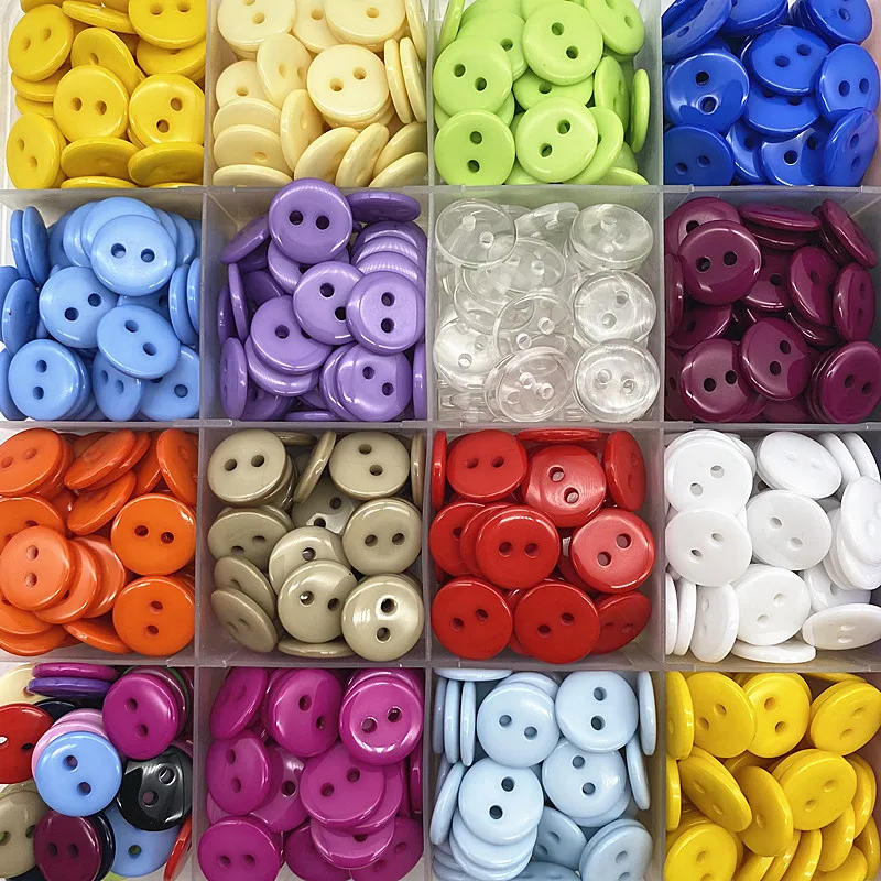 Description Picture 3 of item50pcs 11.5mm Colours Double Eye Bread Button Round Resin Sewing Buttons Diy Scrapbooking Multicolour