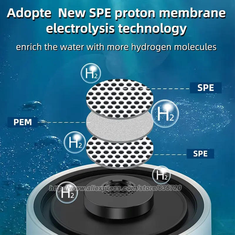 Description Picture 4 of item1600 PPB Rich Hydrogen Water Pitcher, Generator Electrolysis Electric Tea Kettl with SPE and PEM Concentrator Technology