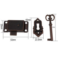 Lock Door Lock With Key 53x26mm Antique Cabinet Wardrobe Cupboard Door Lock Set Drawer Metal High Quality Hot Sale