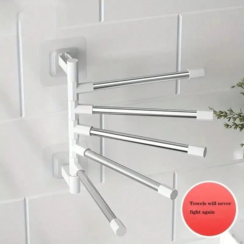 Description Picture 6 of item1pc Stainless Steel Rotatable Towel Rack, Kitchen & Bathroom Rotatable Towel Holder Shelf