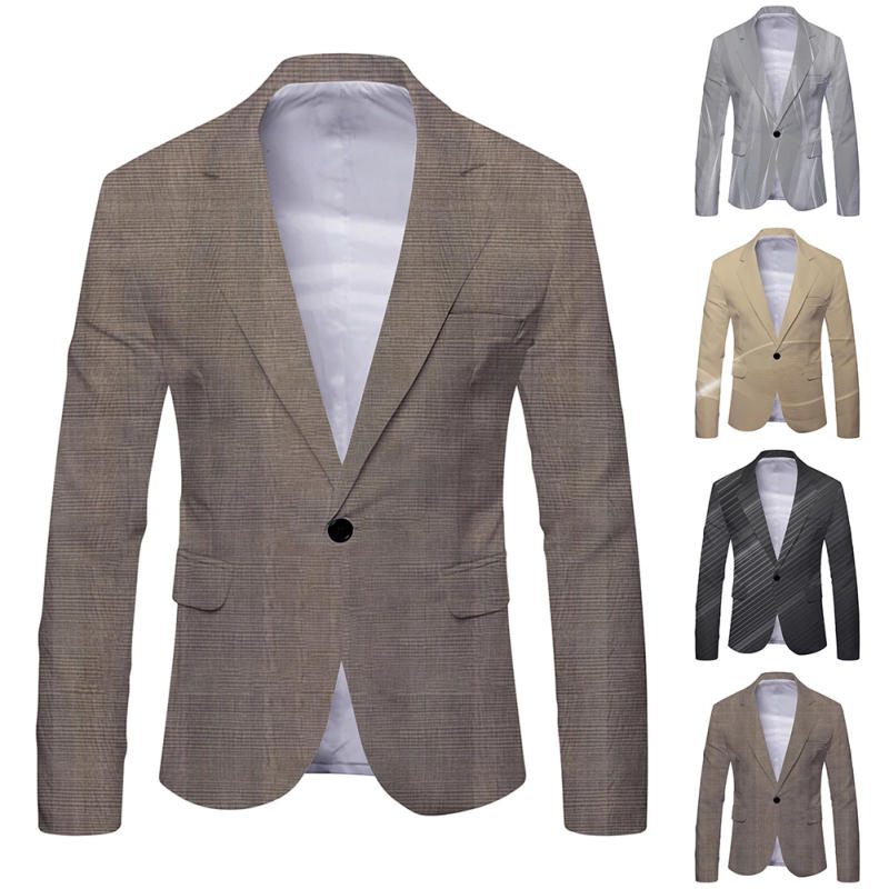 Description Picture 2 of itemMale Slim Fit Blazer Casual Print Coat Autumn Spring Fall Business Button Tops Male Slim Fit Cloting Fashion Hot