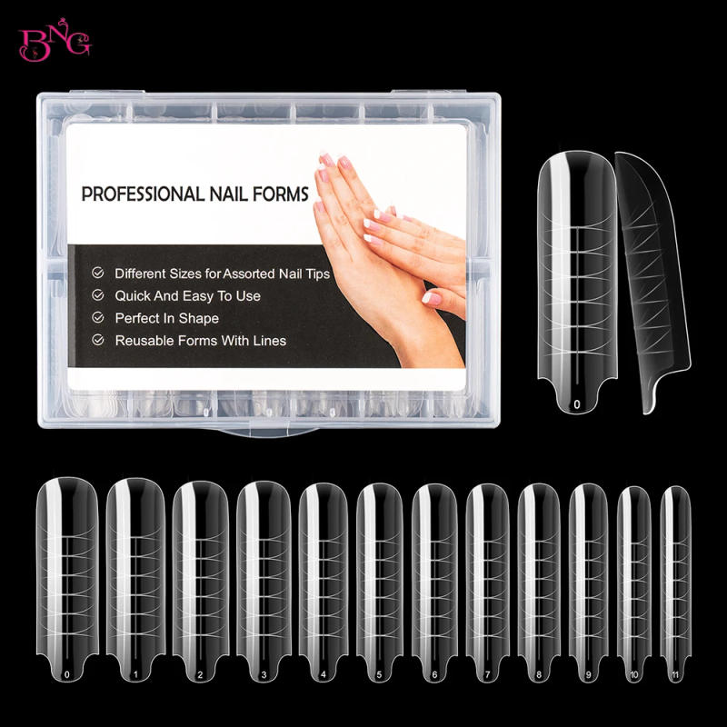 Description Picture 4 of itemBNG 120Pcs Square Dual Nail Forms Full Cover Acrylic Nail Forms 12 Sizes Top Forms for Poly Nail Gel Salon Home DIY Nail Art