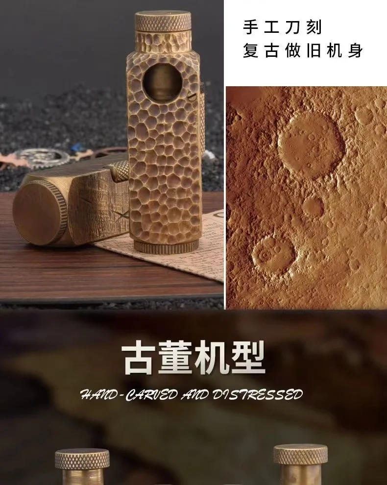 Description Picture 4 of itemHand-Made Brass Carved Trench Kerosene Lighter Flamidor Heavy Vintage Gasoline lighters Men's Smoking Gifts Collection