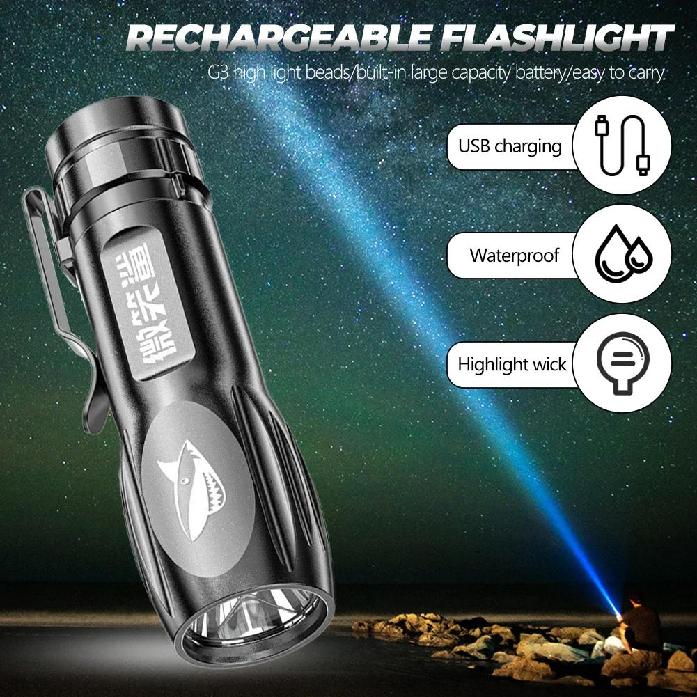 Description Picture 2 of itemMini Torch High Power LED Flashlight USB Rechargeable Flash Lamp Portable Outdoor Camping Hunting Waterproof Tactical Flashlight