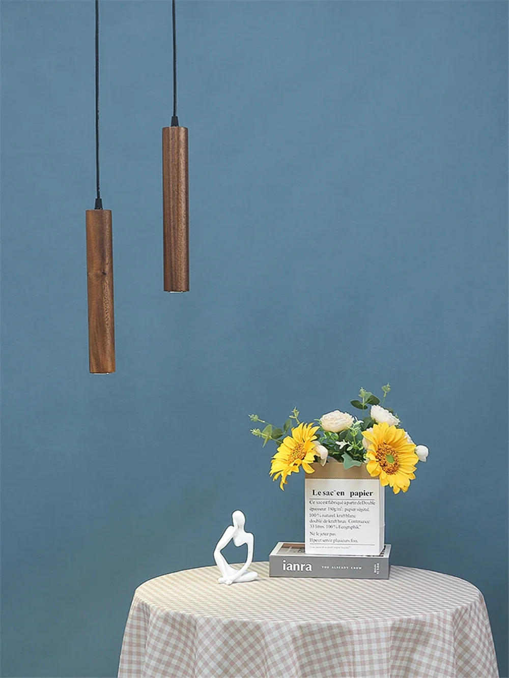 Description Picture 4 of itemNordic Ceiling Pendant Lamp Wooden Light Restaurant Creative Chandelier Light Bar Restaurant Home Decor Modern Solid Wood Lamp