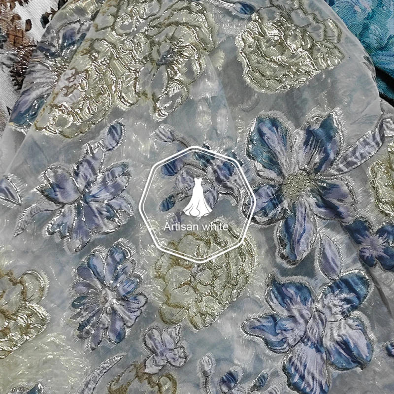 Description Picture 5 of itemMetallic Floral Embroidered Jacquard Fabric For Luxury Dress Coat Gown DIY Sewing Material