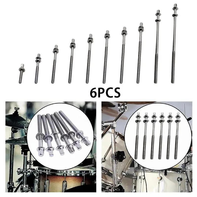 Description Picture 4 of item6Pcs Drum Tension Rods Drum Lug Bolts Strong Drum Tight Screw M5 W/ Washers Drum Lug Screws Drum Screws for Jazz Drums Repair