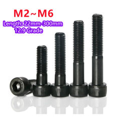 M2 M2.5 M3 M4 M5  Black Grade 12.9 Steel Hexagon Hex Socket Cap Half Thread Allen Screw Bolt Cup Head Half Tooth Screw