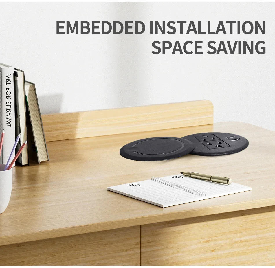 Description Picture 3 of itemDesktop adapter Multifunctional 2US Socket with USB Type-C  Recessed Desktop Plug Round Socket