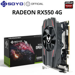 SOYO Full New AMD GPU Radeon RX 550 4G GPU GDDR5 14nm Computer PC Gaming Video HDMI-compatible DP DVI 128Bit Graphics Card