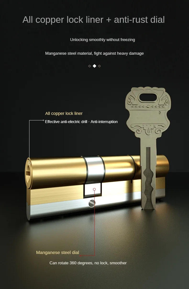 Description Picture 4 of item10Pcs Keys Lock Cylinder Super C class Copper lock Door lock core Cylinder Anti-Theft Entrance Brass  door lock mechanism 90mm