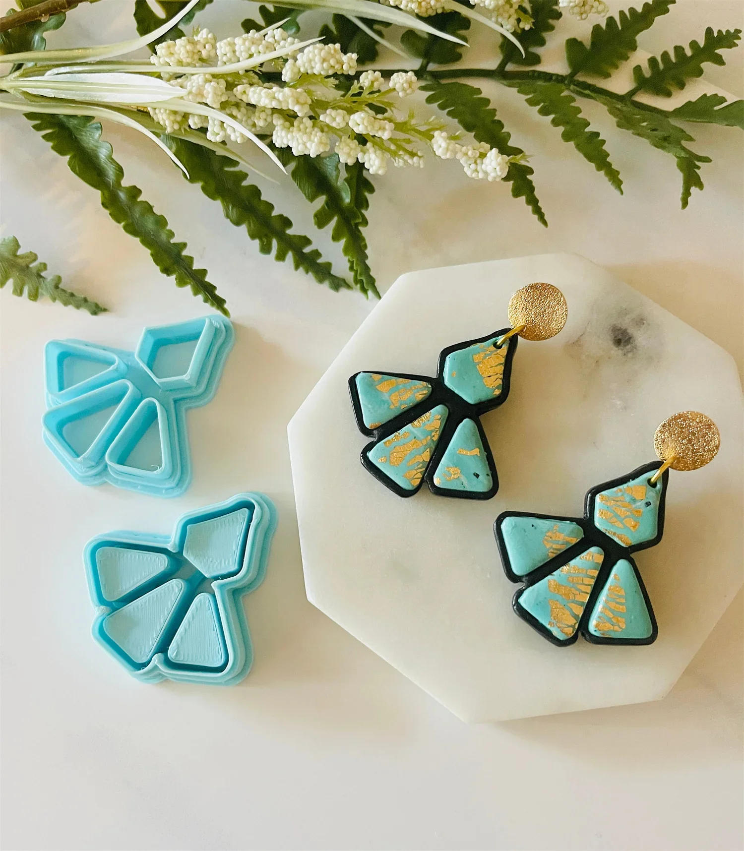 Description Picture 4 of itemChic Earrings Clay Mold Polymer Clay DIY Jewelry Pendants Embosser Soft Pottery Jewelry Making Tool Gem Earring Clay Cutters