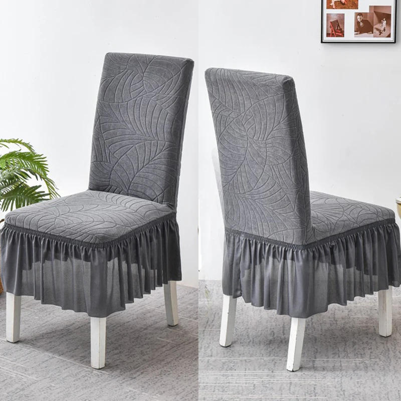 Description Picture 3 of itemWaterproof Jacquard Chair cover with Skirt Elastic Solid Color Chair Covers For Home Living Room Hotel