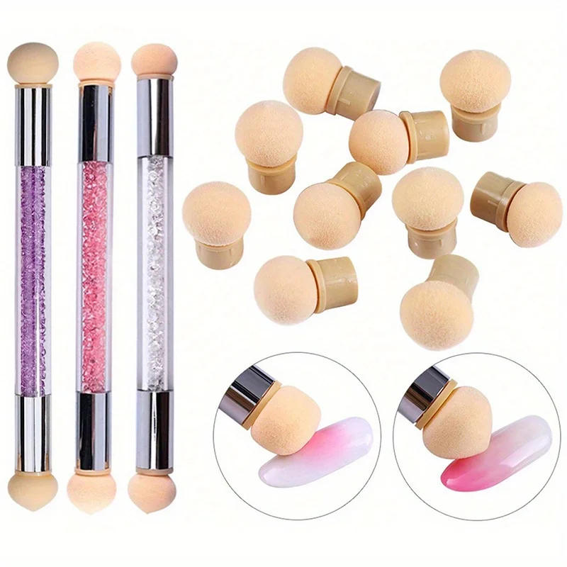Description Picture 3 of itemSponge Heads Replacement Nails Art Gel Polish Color Gradient Brush Glitter Powder Dotting Pen For Manicure Accessories Tools