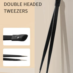 Nail Tweezers Double Headed Pressure Stick Stickers Cartoon Adhesive Clip Drill Handmade DIY Tool Silicone Stainless steel