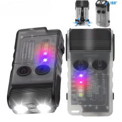 KDULIT V20 Keychain EDC LED Flashlight Head Swivels USB Rechargeable Magnet Torch Buzzer Work Light with Clip Magnet Lantern