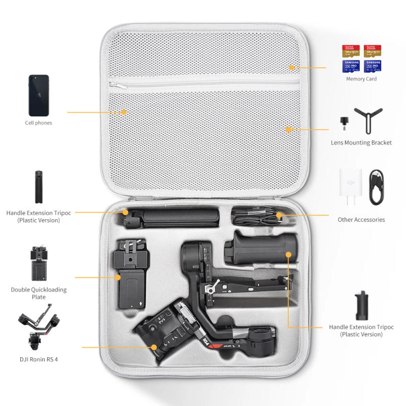 Description Picture 3 of itemShoulder Bag for DJI Ronin RS 4 Storage Case Gimbal Stabilizer Accessories Handbag RS4 Suitcase Hardshell Anti-fall Carrying Box