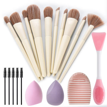 19pcs makeup tool set includes 10pcs Makeup brush with 9pcs makeup tool combination facial brush makeup sponge facial mask brush