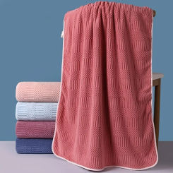 70x140cm 1pc Striped Coral Velvet Hand Towels, Soft Quick Drying Towel, Absorbent Hand Towel For Bathroom