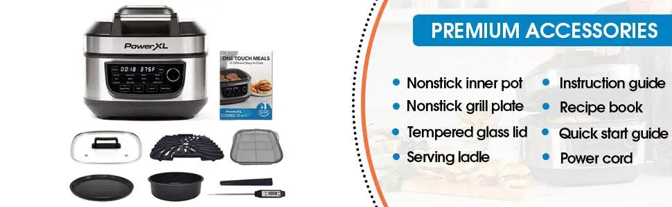 Description Picture 3 of itemGrill Air Fryer Combo 6 QT 12-in-1 Indoor Slow Cooker, Roast, Bake, 1550-Watts, Stainless Steel Finish (Standard)