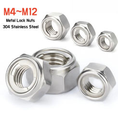 5~20pcs 304 Stainless Steel Metal Lock Nuts Hexagon Self-locking Nut M4 M5 M6 M8 M10 M12