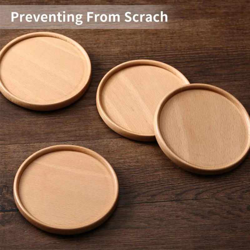Description Picture 5 of item1PC Wooden Coaster Placemats Tea Coffee Cup Pad Black Walnut Wood Heat Resistant Round Bowl Teapot Mat Insulation Tableware Mug