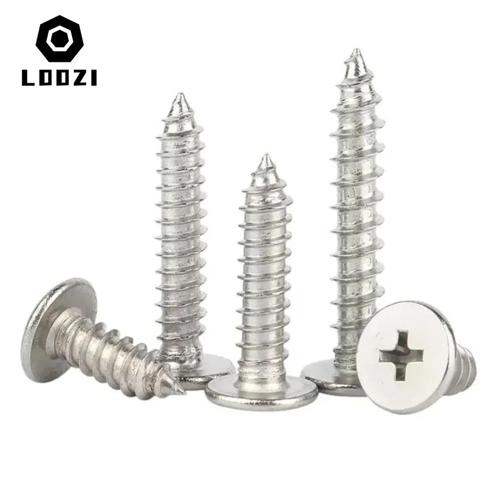 Description Picture 3 of itemCM M2 M2.6 M3 M3.5 M4 M5 M6 304 A2 Stainless Steel Cross Phillips Ultra Thin Super Low Flat Wafer Head Self-tapping Wood Screw