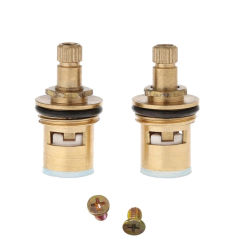 2 Pcs Faucet Replacement Brass 1/4 Turn G1/2" Ceramic Disc Cartridge Hot Cold