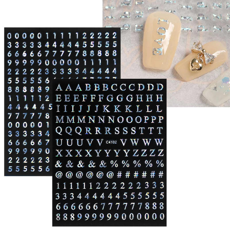 Description Picture 5 of item3D Number Letter Nail Art Stickers Decals 10*8cm Self-Adhesive Alphabet Slider Sticker Colorful Manicure Supplies Accessories &