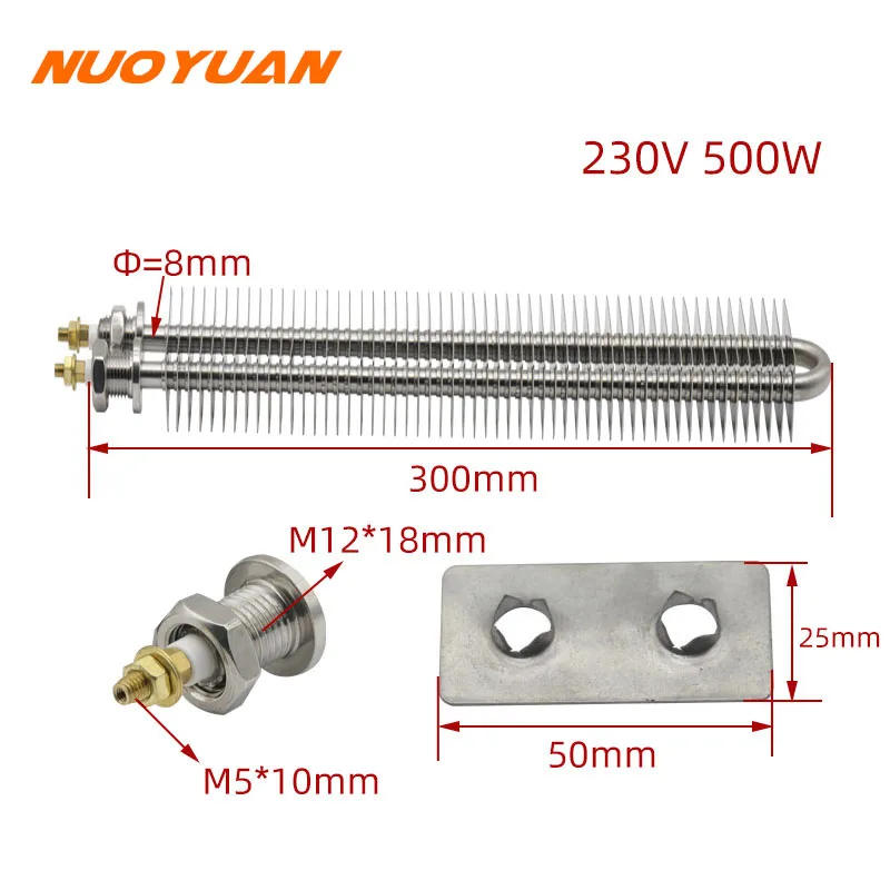 Description Picture 4 of item230V Square Type Fin Heater 8mm Tube Stainless Steel Hot Air Heater Electric Oven Baking Finned Heating Element