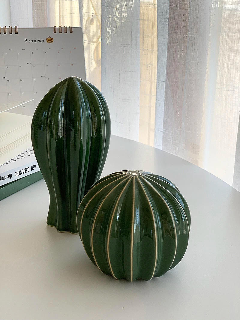 Description Picture 4 of itemHousehold Decoration Present 2024 Creative Ceramic Cactus Aesthetic Decor Tropical Desert Echinopsis Room Green Hotel Ornament
