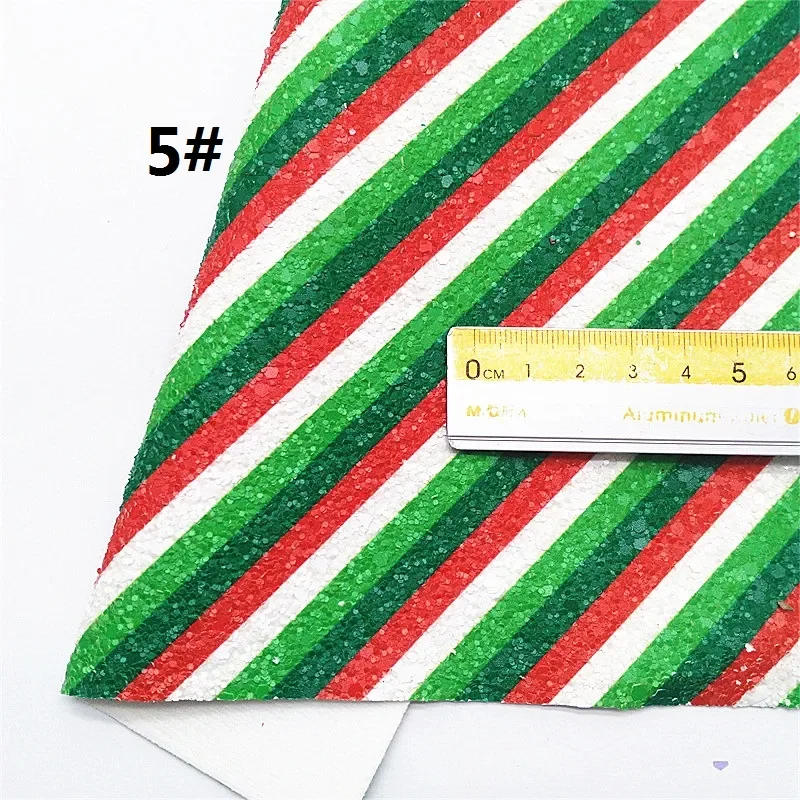Description Picture 6 of itemChristmas Leather Sheets Set Green Red Flocking Glitter Leather HO Stripes Plaids Custom Leather for DIY Craft 8.2"x11.4" SJ154