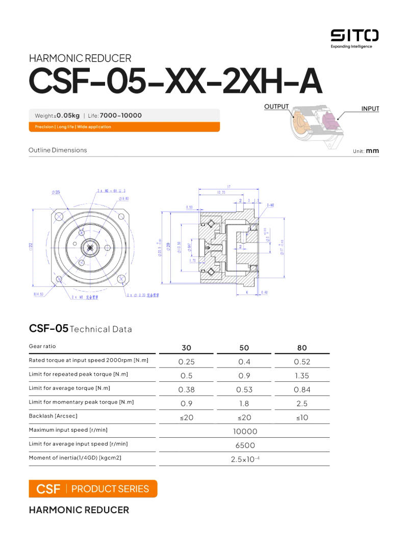 Description Picture 5 of itemSito CSF05 Micro Step-down Gearbox Compact Servo Motor Speed Reduction 50:1 Industrial Harmonic Reducer for Robot Finger