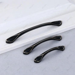 Cabinet Door Handle Black White Wardrobe Drawer Handle Modern and Minimalist European Zinc Alloy Cabinet Door Handle