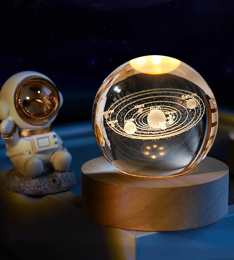 Description Picture 3 of item3D Crystal Ball Creative Planet Galaxy Glass Globe Moon Crystal Ball Desktop decor Bedside House Decoration Home Ornament Gifts