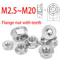 1~30PCS 316/304Stainless Steel Hexagon Flange Nut M2.5~M20 Flange Lock Nuts Anti Slip Self-Locking Nut With Tooth