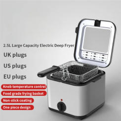 US/UK/EU 2L Stainless Steel Smart Air Fryer 110-220V Manual Electric Deep Fryer with Removable Basket Square Shape for Cooking