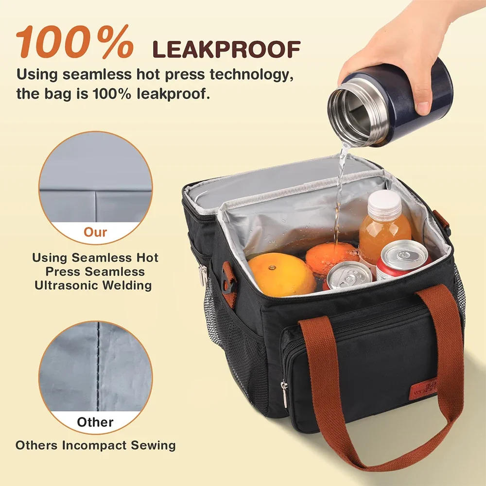 Description Picture 5 of itemExpandable Insulated Large Lunch Box Double Deck Heavy Duty Picnic Bags Leakproof Cooler Bags Camping Hiking Cooking Supplies