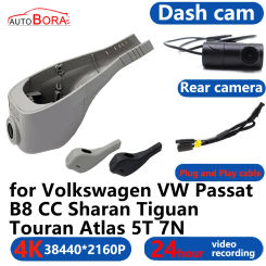 AutoBora 4K Wifi 3840*2160 Car DVR Dash Cam Camera 24H Video for Volkswagen VW Passat B8 CC Sharan Tiguan Touran Atlas 5T 7N