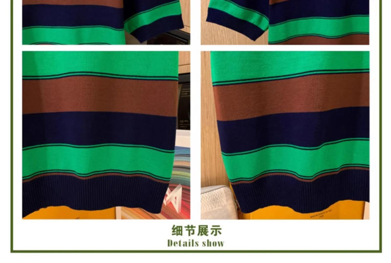 Description Picture 4 of item2024 New Fashion Brand Polo Shirt Men's Summer Turn Down Collar Slim Fit Contrast Color Button Breathable Polos Casual Men W47