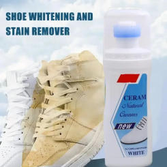 White Shoe Cleaner Yellow Stain Remover Eco Friendly No Wash Formula with Brush Sponge Bio Enzyme Whitening Polish for Leather S