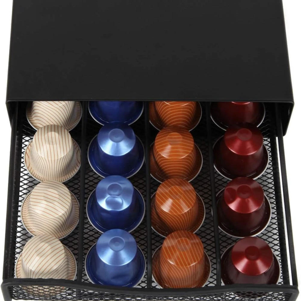 Description Picture 5 of itemCapsules Pod Holder Support 40Cups Capsule Nespresso Coffee Pod Organizer Metal Cafe Organizador Drawer Coffeeware Accessories