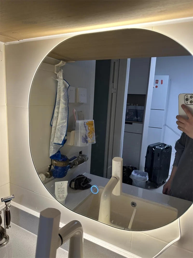 Description Picture 5 of itemNordic Smart Bath Mirrors Led Light Anti-fog Wall-mounted Bathroom Mirrors Toilet Makeup Mirror Creative Hotel Bathroom Mirror