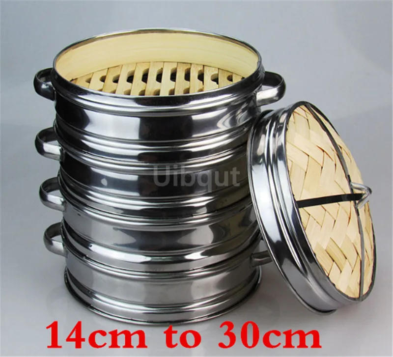Description Picture 2 of itemStainless Steel Cookware Bamboo Steamer Bamboo Steamer Rice Snack Basket Set Dumpling Steamer Kitchen Cooking Tools