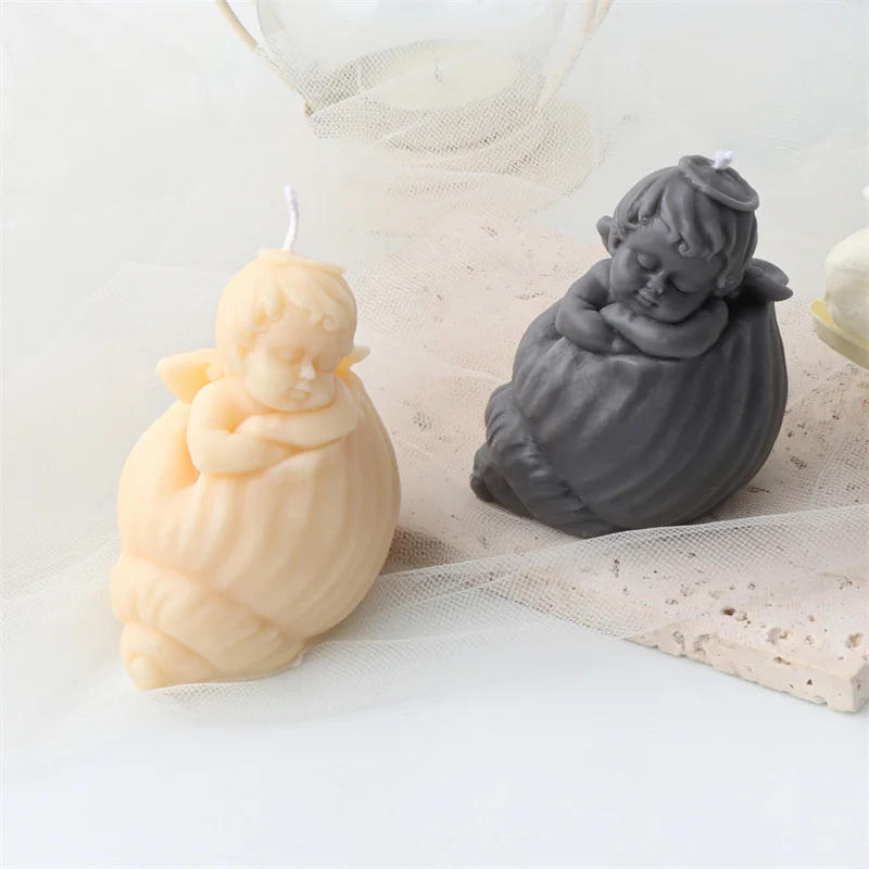 Description Picture 6 of itemNew Shell Angel Scented Candle Silicone Mold Winged Angel Cake Chocolate Ornament Mold Handmade Resin Soap Making Supplies Mould