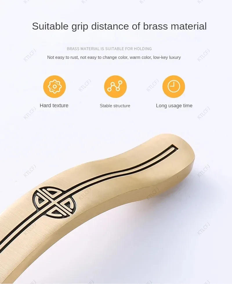 Description Picture 3 of itemChinese Style Cabinet Door Handle Brass Single Hole Drawer Wardrobe Door Handle Pure Copper Antique Cabinet Door Handle