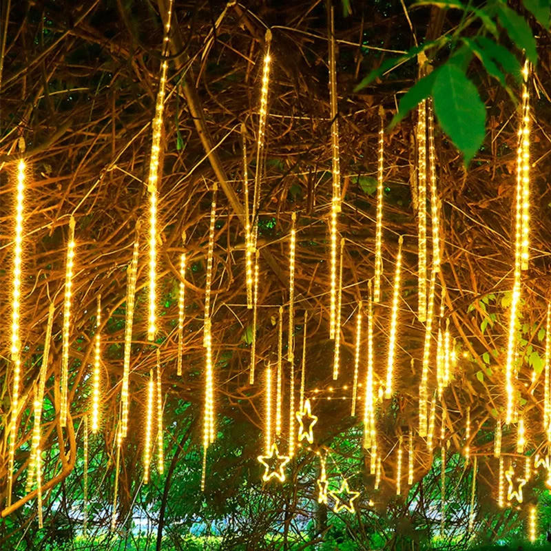 Description Picture 2 of itemChristmas 2025 New Year 32/24/16/8 Tubes Meteor Shower Rain Lights EU/US Falling Raindrop Fairy String Light for Street Garland